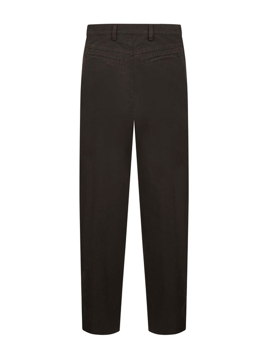 Pantaloni dritti in tela di cotone marrone<BR/>