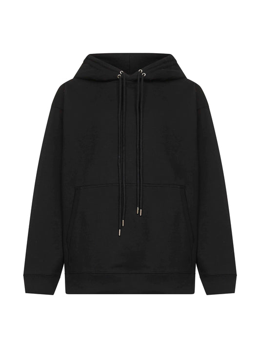 Felpa ampia con cappuccio in cotone nero