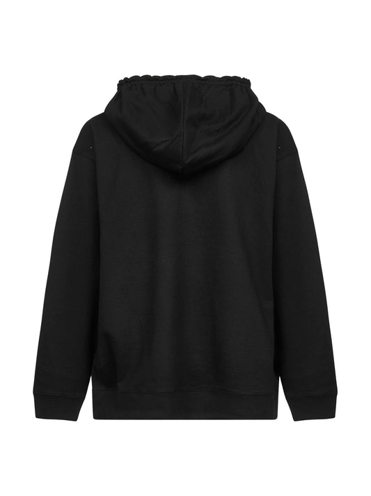 Felpa ampia con cappuccio in cotone nero