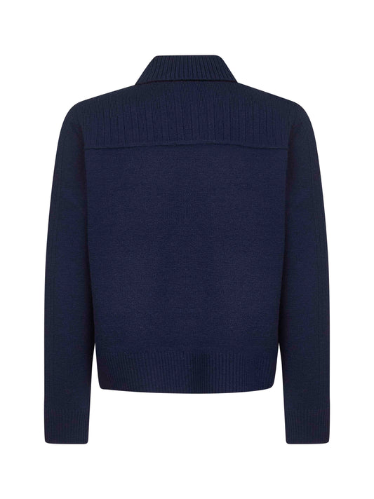 Blue wool knit cardigan