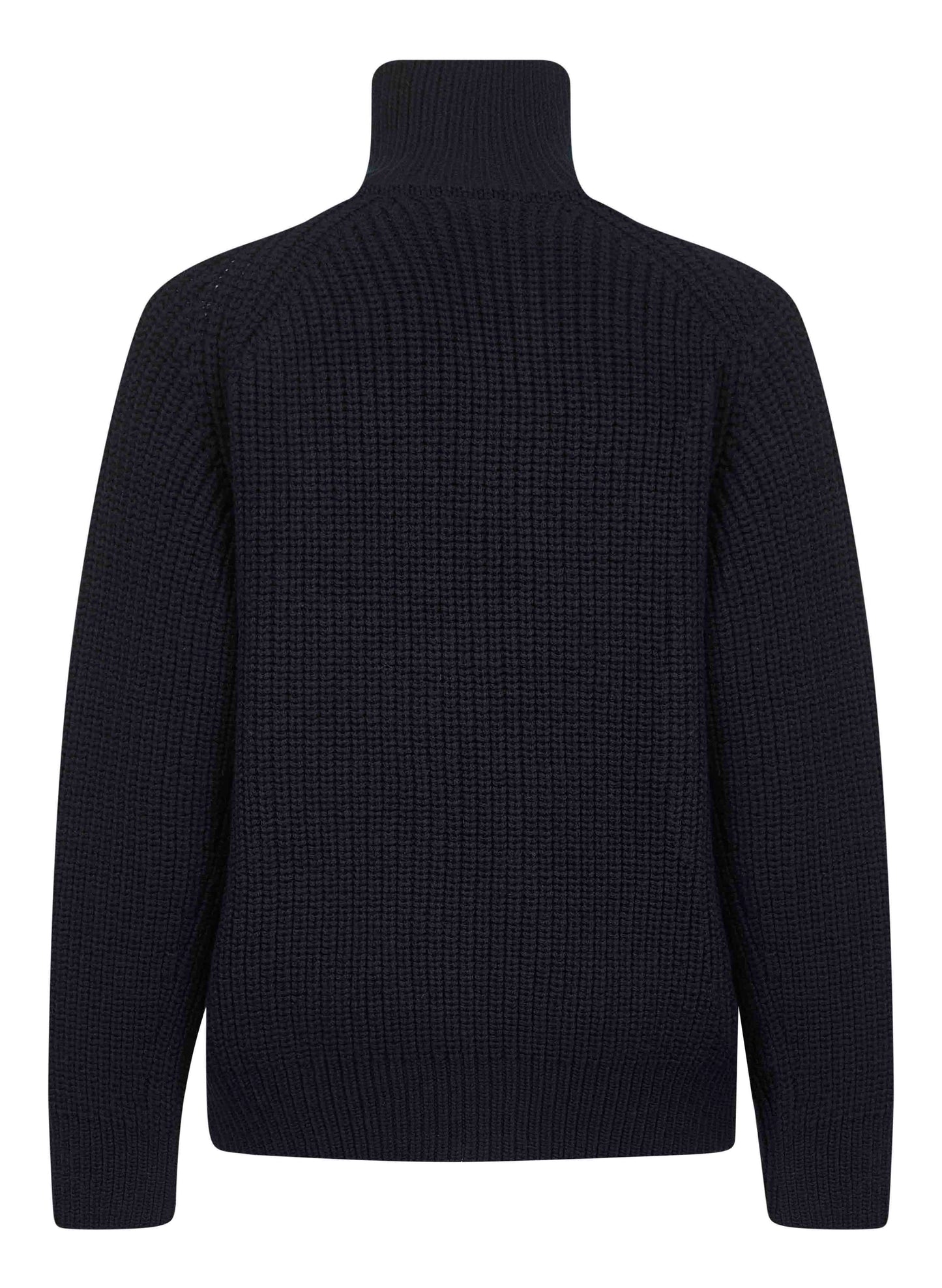 Black wool knit zip-up cardigan