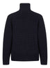 Black wool knit zip-up cardigan
