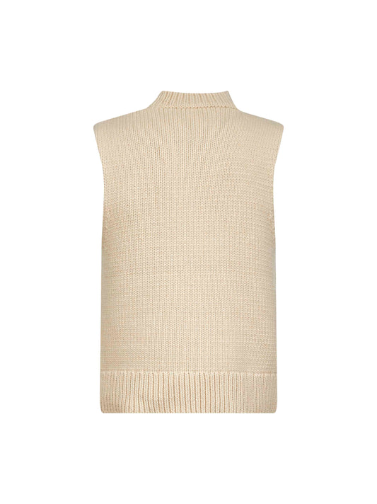 Ecru wool and cashmere knit vest