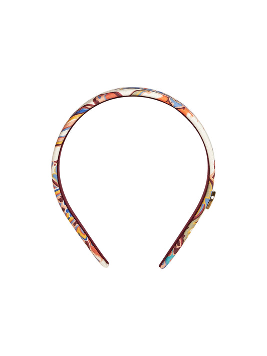 White floral jacquard satin headband
