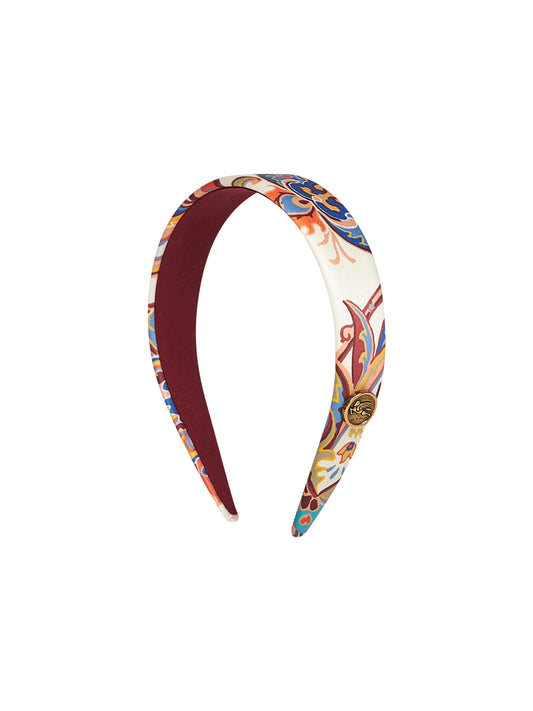 White floral jacquard satin headband