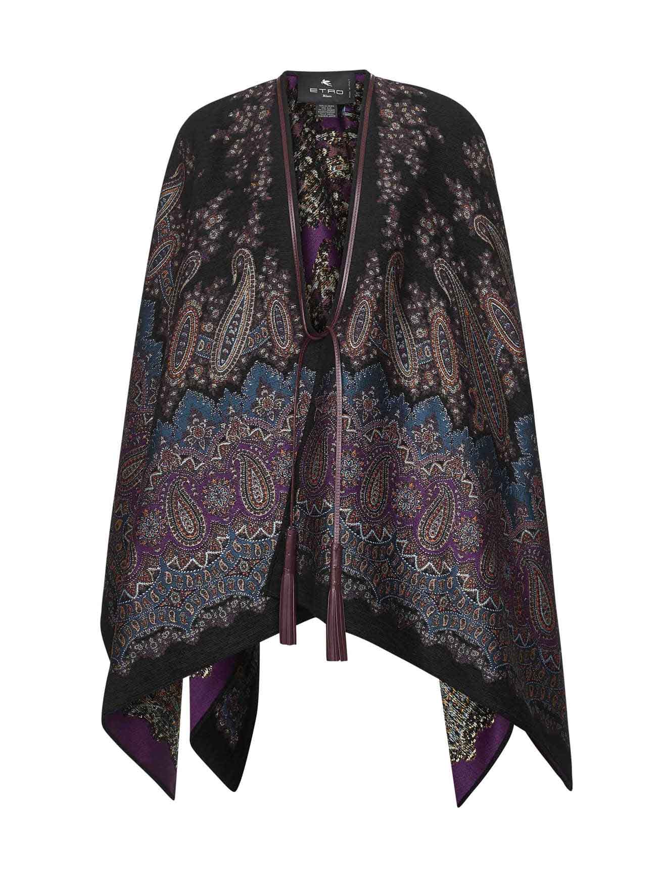 Mantella in ciniglia con motivo Paisley jacquard