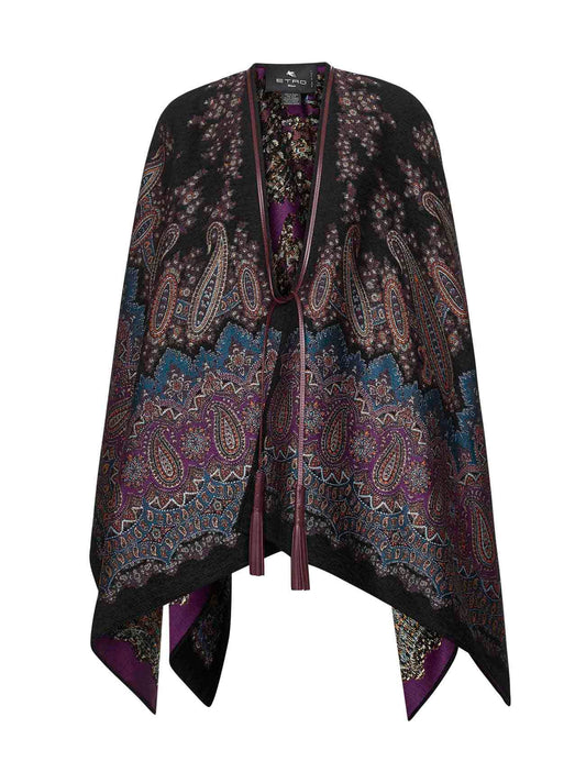 Paisley jacquard pattern chenille cape