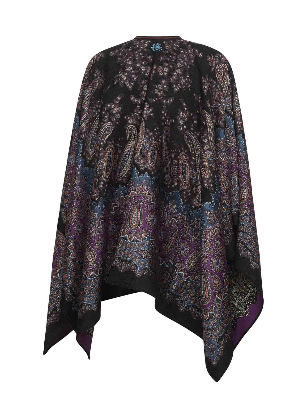 Mantella in ciniglia con motivo Paisley jacquard