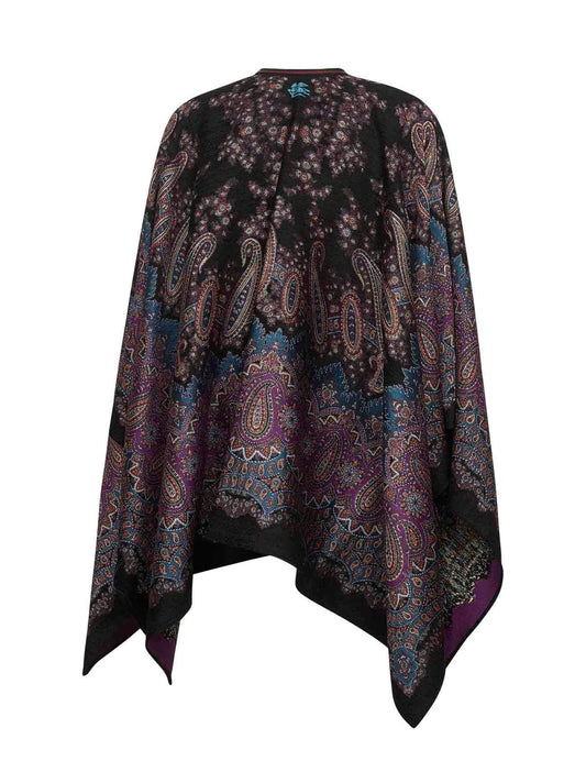 Paisley jacquard pattern chenille cape