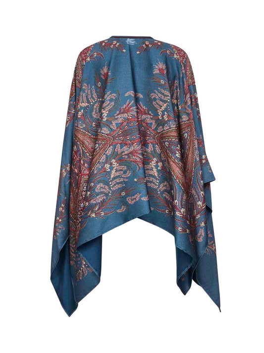 Light blue floral Paisley pattern diagonal twill cape