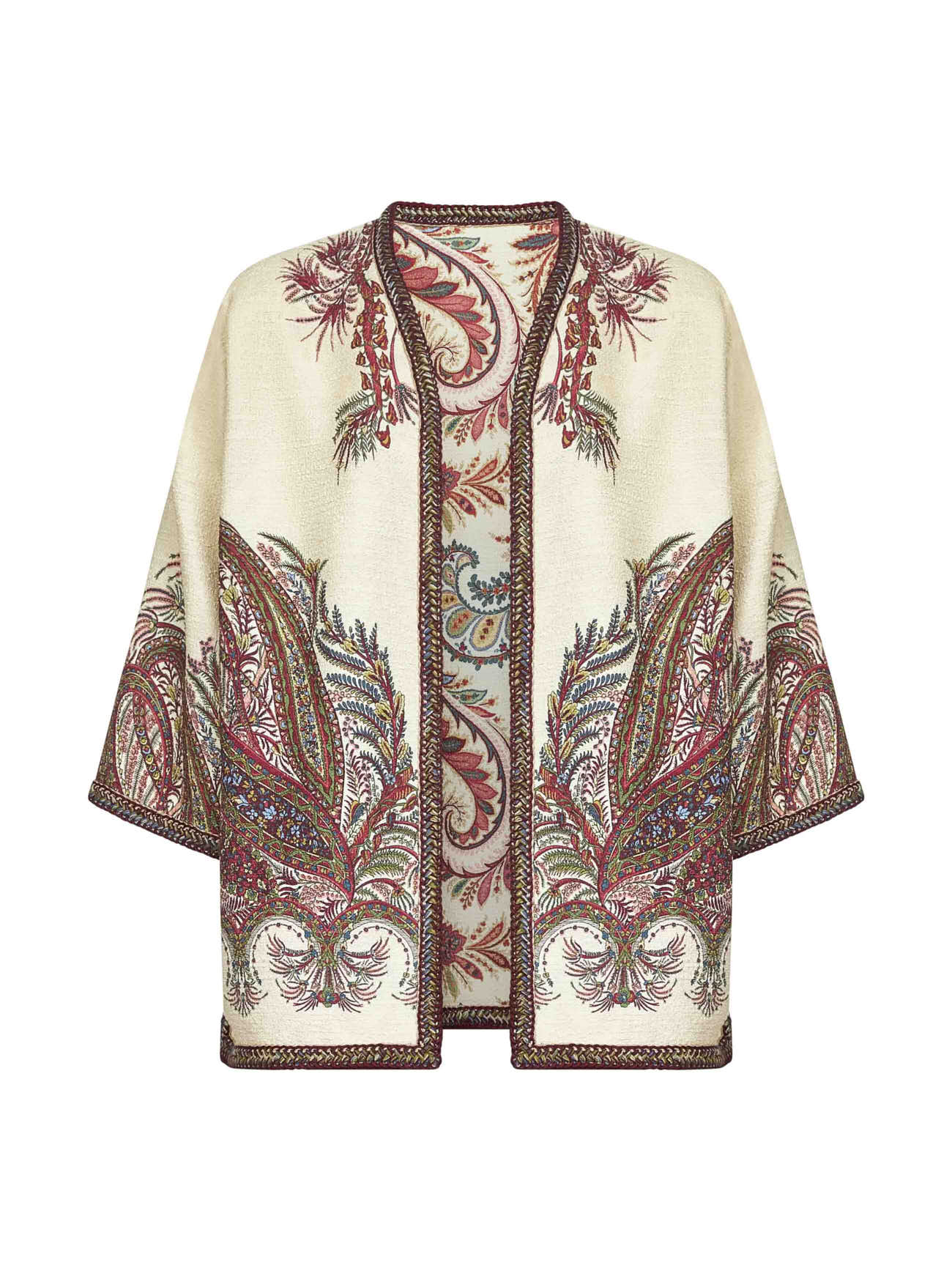 Beige floral Paisley bouclé short kesa