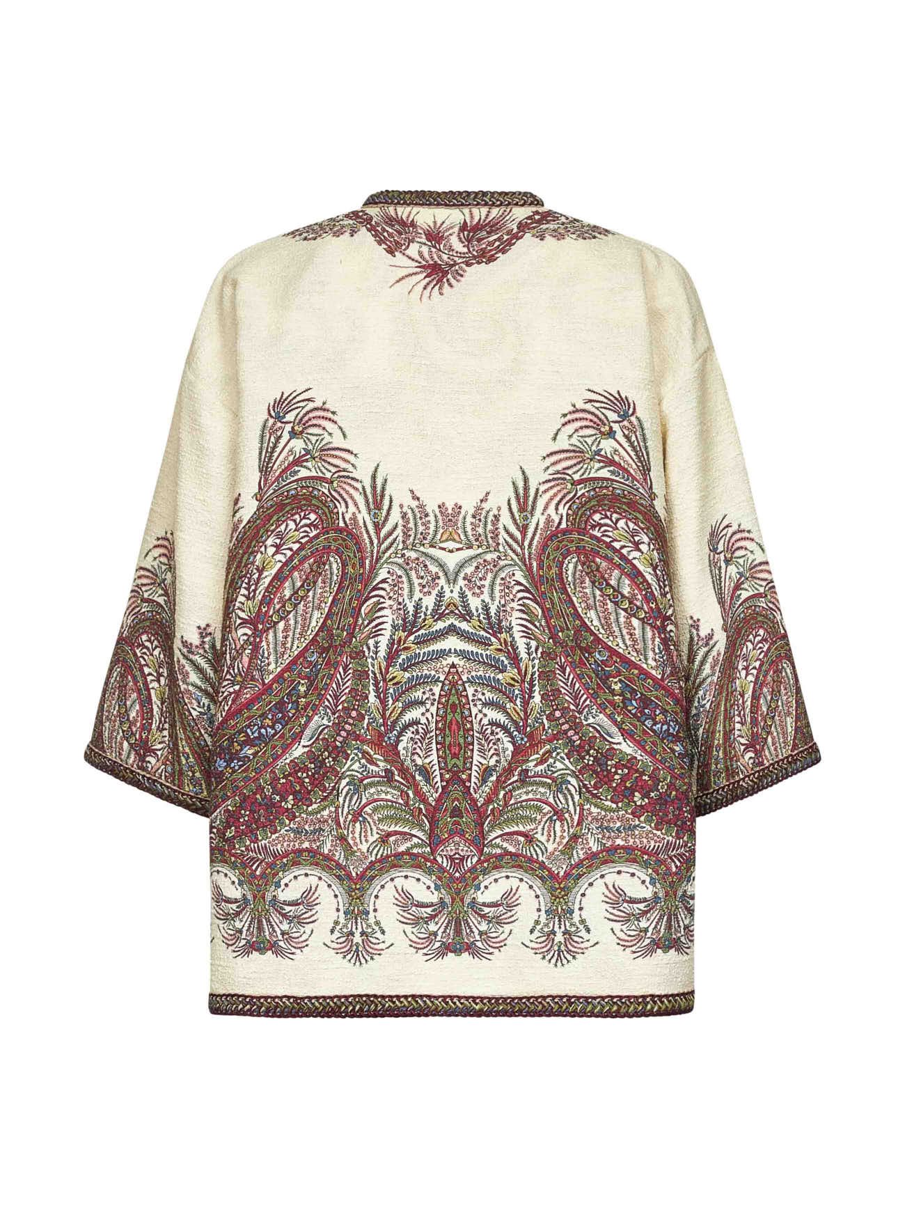 Beige floral Paisley bouclé short kesa