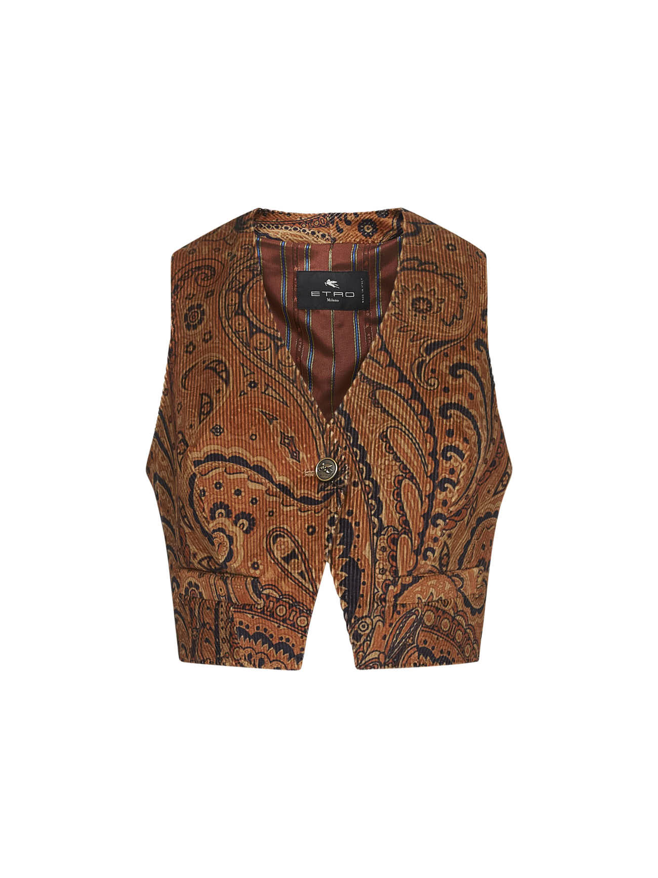 Orange Paisley print corduroy vest