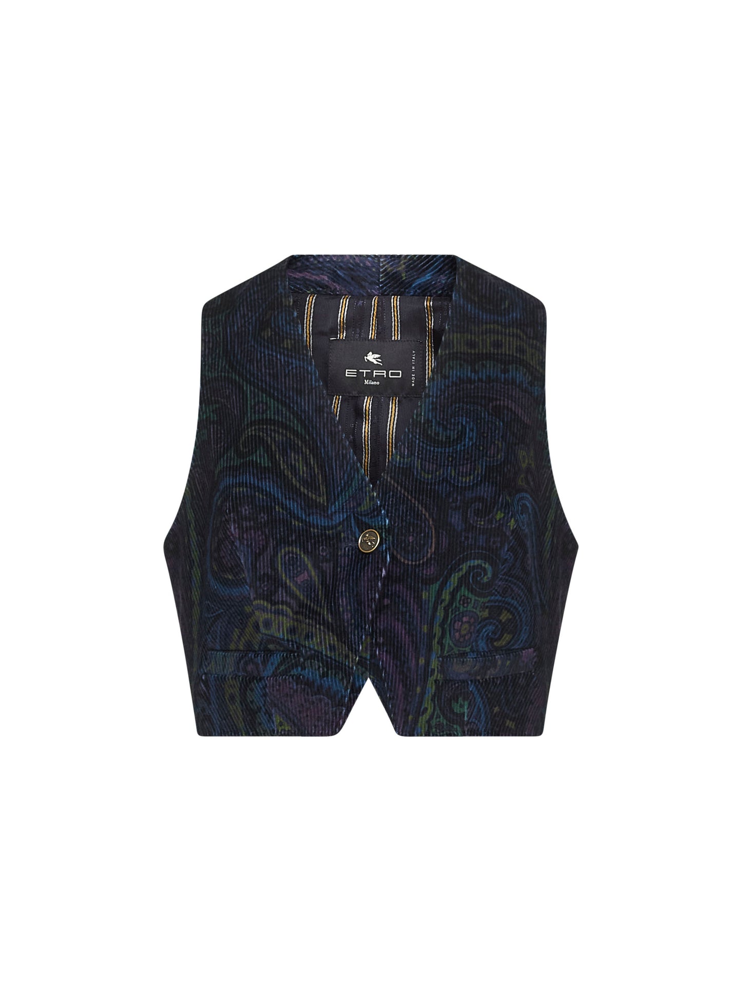 Blue Paisley print corduroy vest