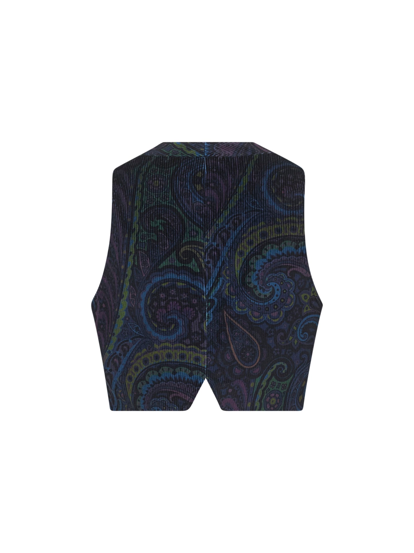 Blue Paisley print corduroy vest