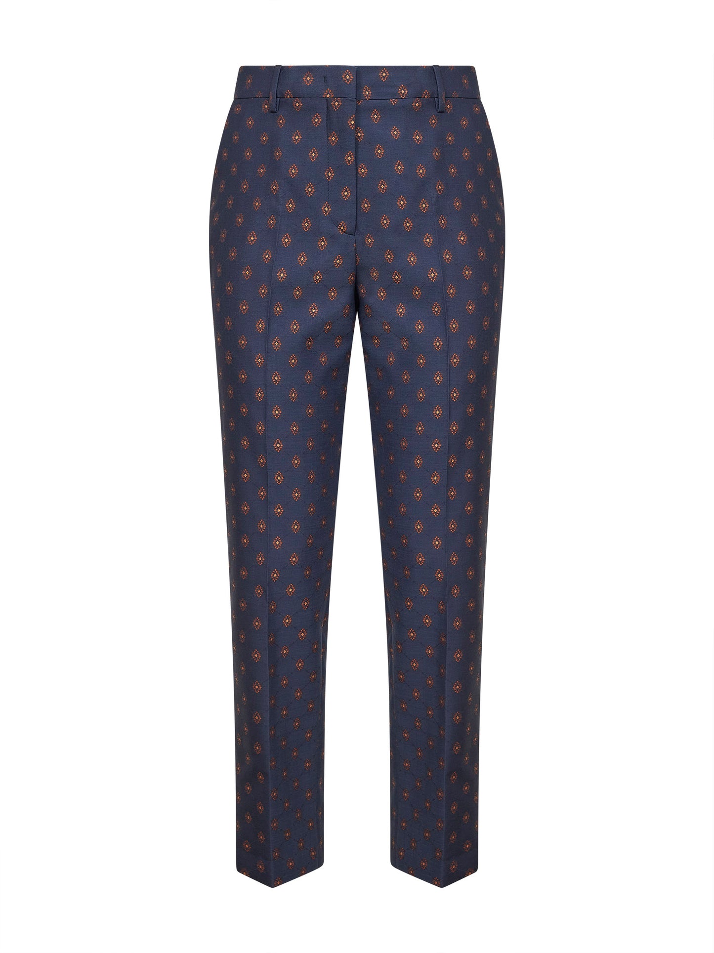 Pantaloni a sigaretta in misto lana jacquard blu