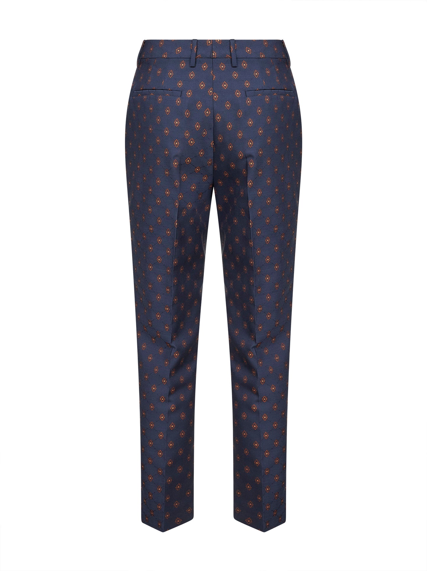 Pantaloni a sigaretta in misto lana jacquard blu