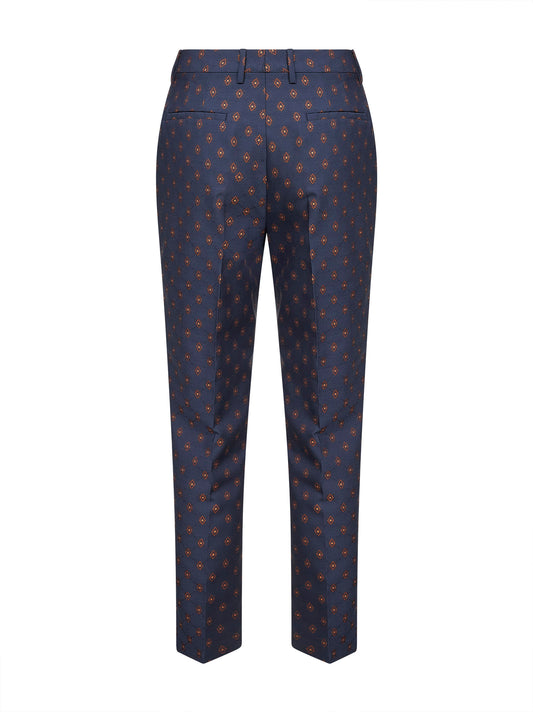 Pantaloni a sigaretta in misto lana jacquard blu