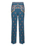 Light blue floral print crepe de chine palazzo trousers