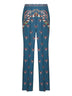 Light blue floral print crepe de chine palazzo trousers