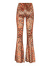 Orange Paisley print stretch chenille flared trousers