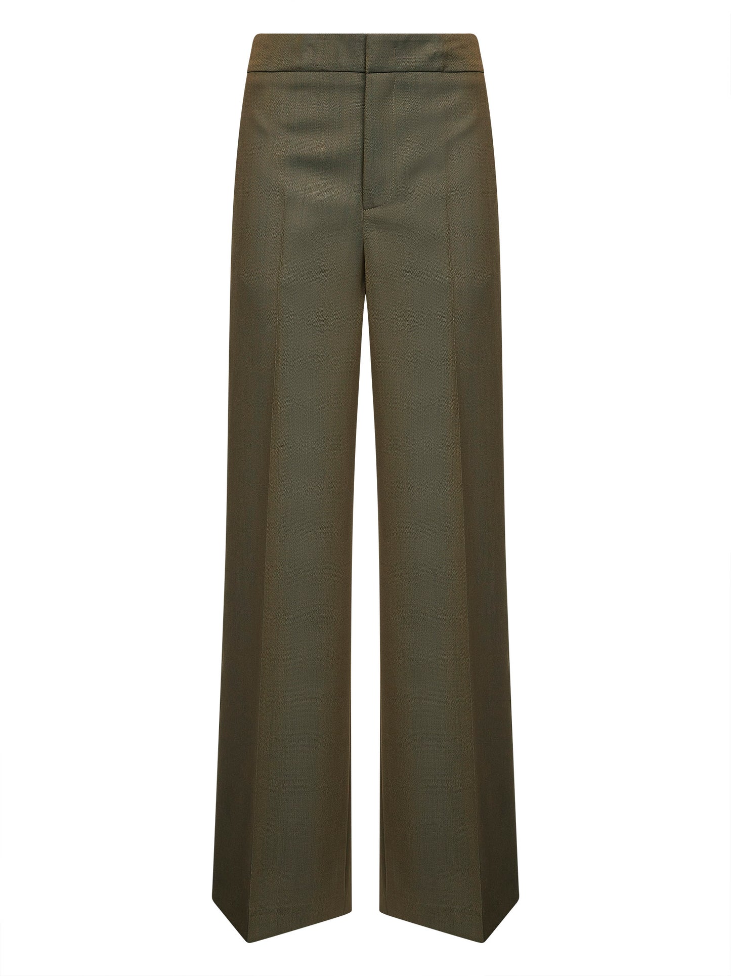 Pantaloni palazzo in misto lana verde