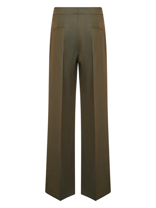 Pantaloni palazzo in misto lana verde