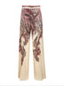 Beige printed envers satin palazzo trousers