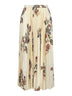 Beige floral print sablé pleated midi skirt