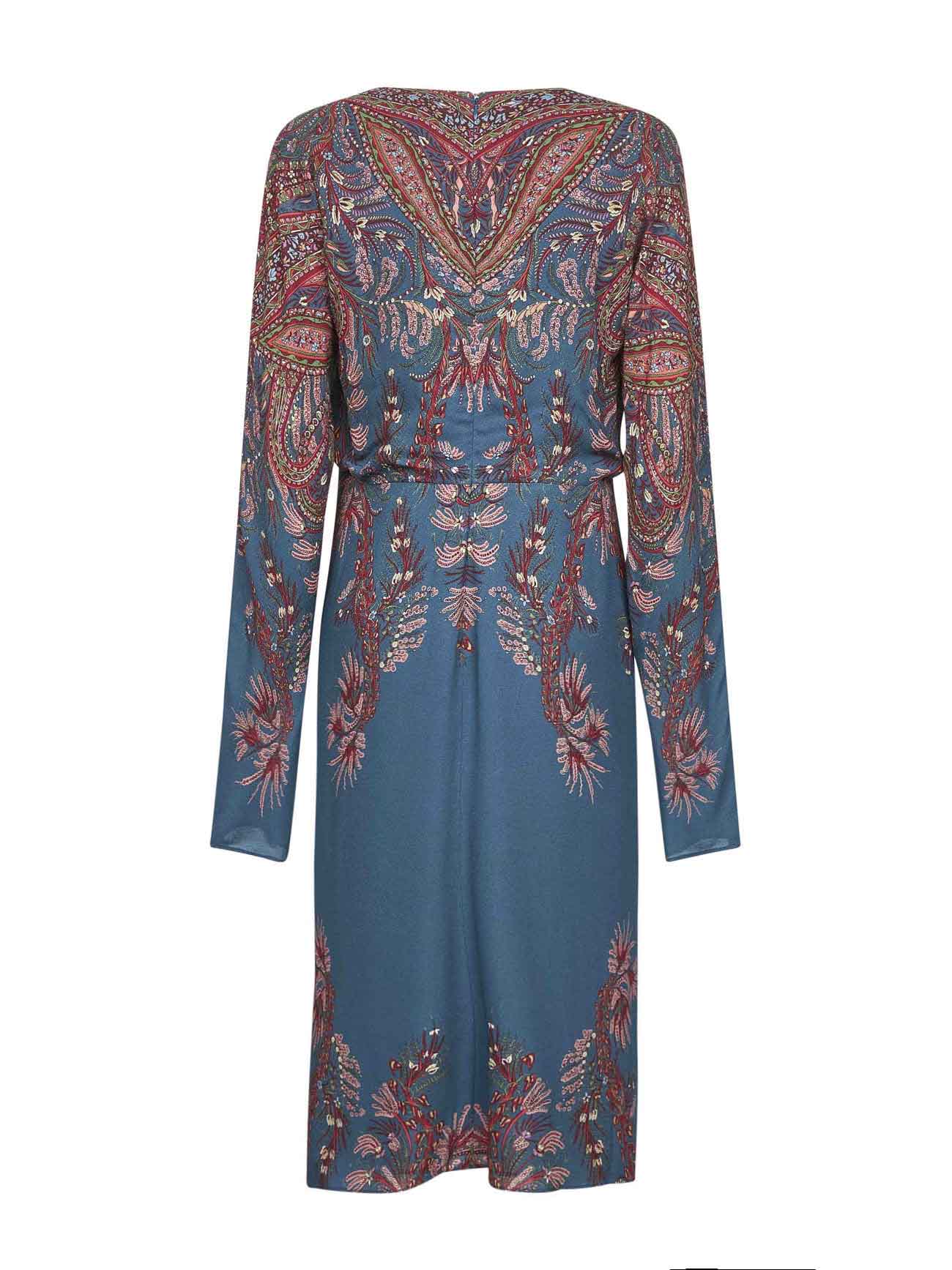 Light blue printed stretch viscose midi dress