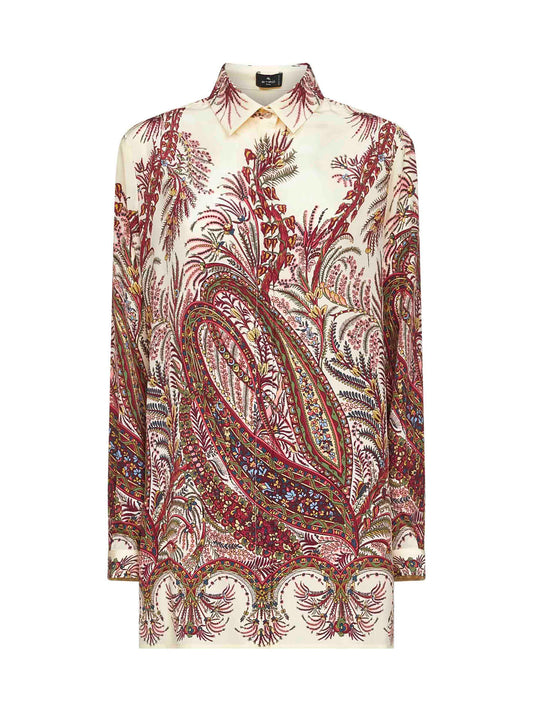 Paisley print crepe de Chine silk shirt