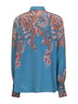 Light blue printed crêpe de Chine silk blouse