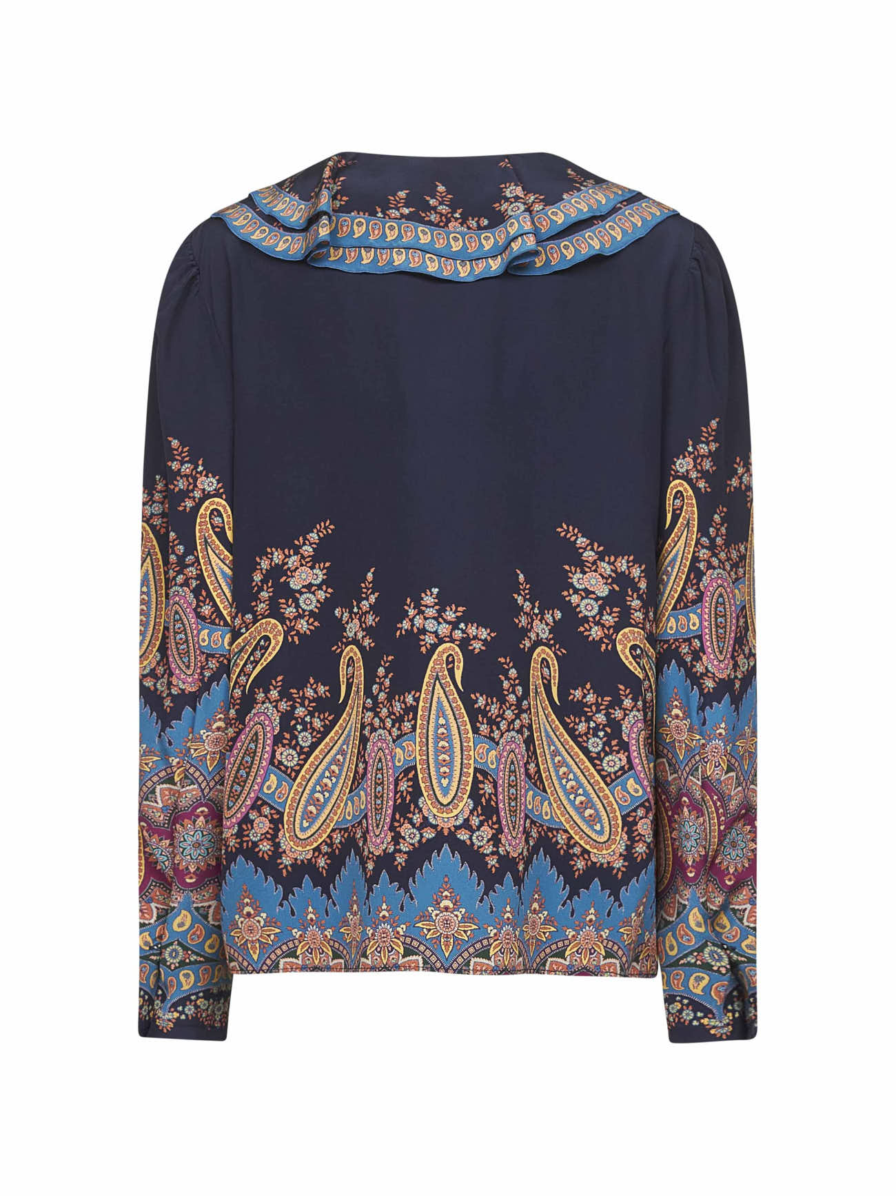 Blue Paisley print silk crêpe de Chine shirt