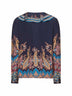Blue Paisley print silk crêpe de Chine shirt