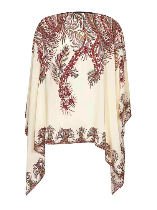 Paisley print silk crêpe de Chine poncho top