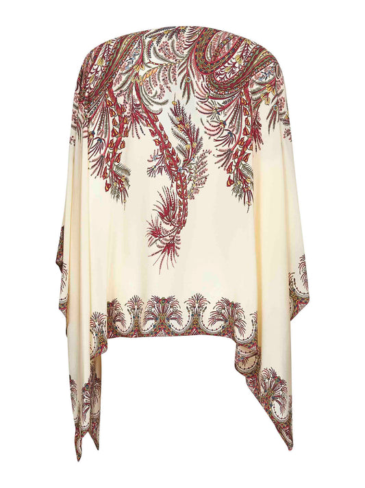 Paisley print silk crêpe de Chine poncho top