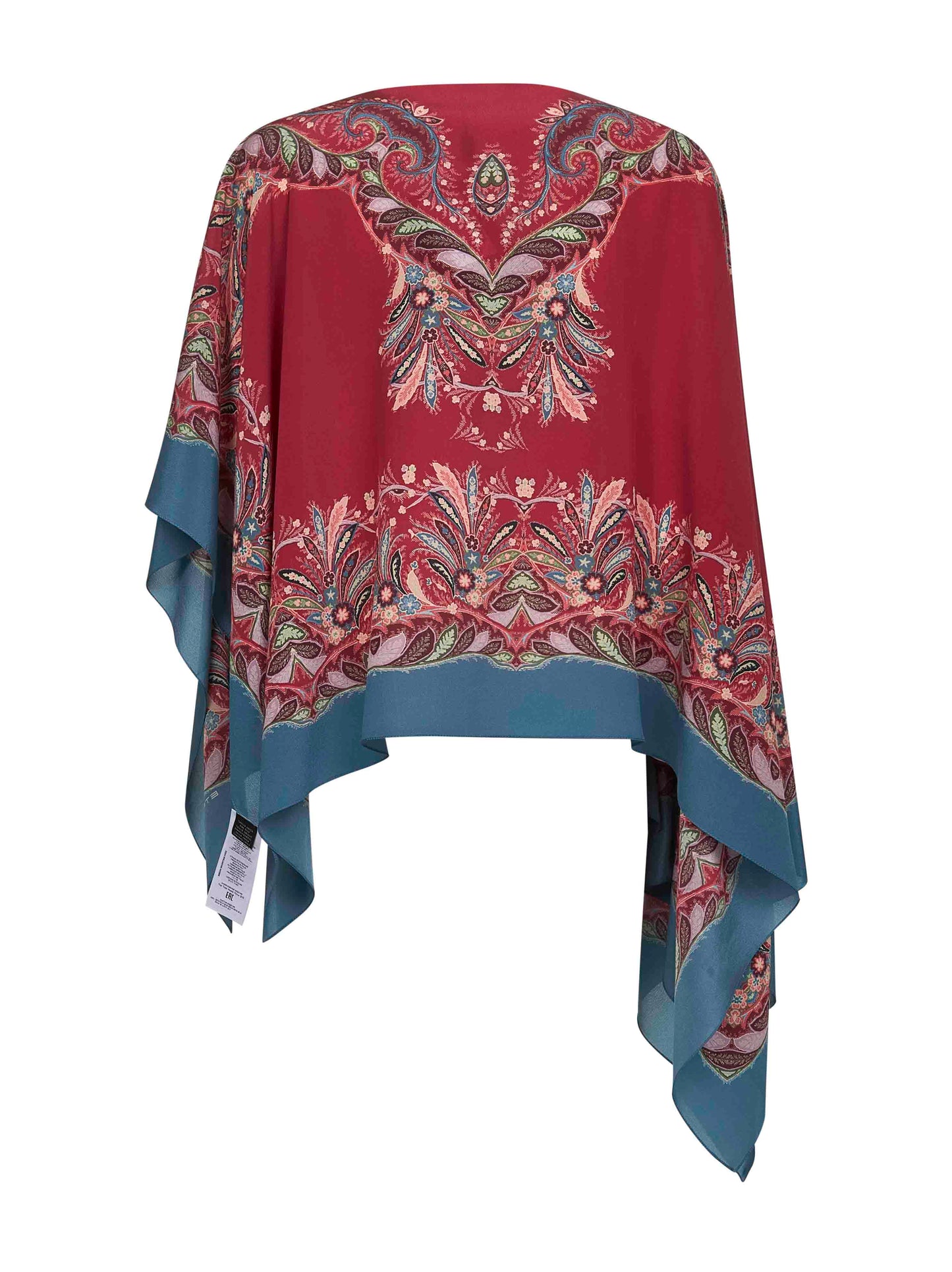 Multicolor printed crêpe de Chine silk poncho top