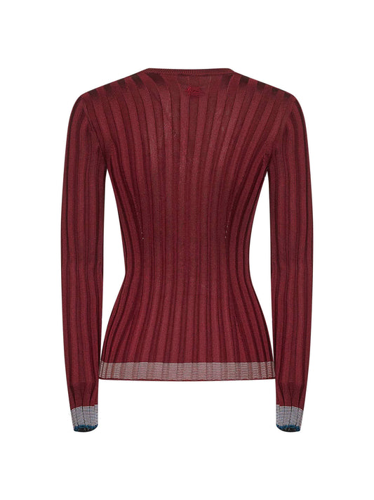 Burgundy flat ribbed knit cardigan