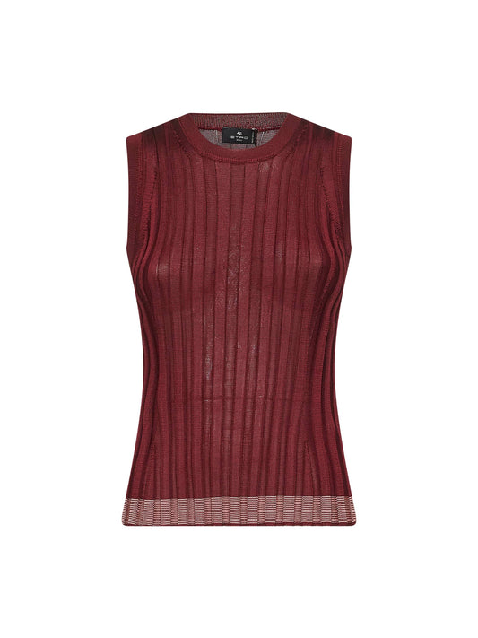 Burgundy flat ribbed knit top