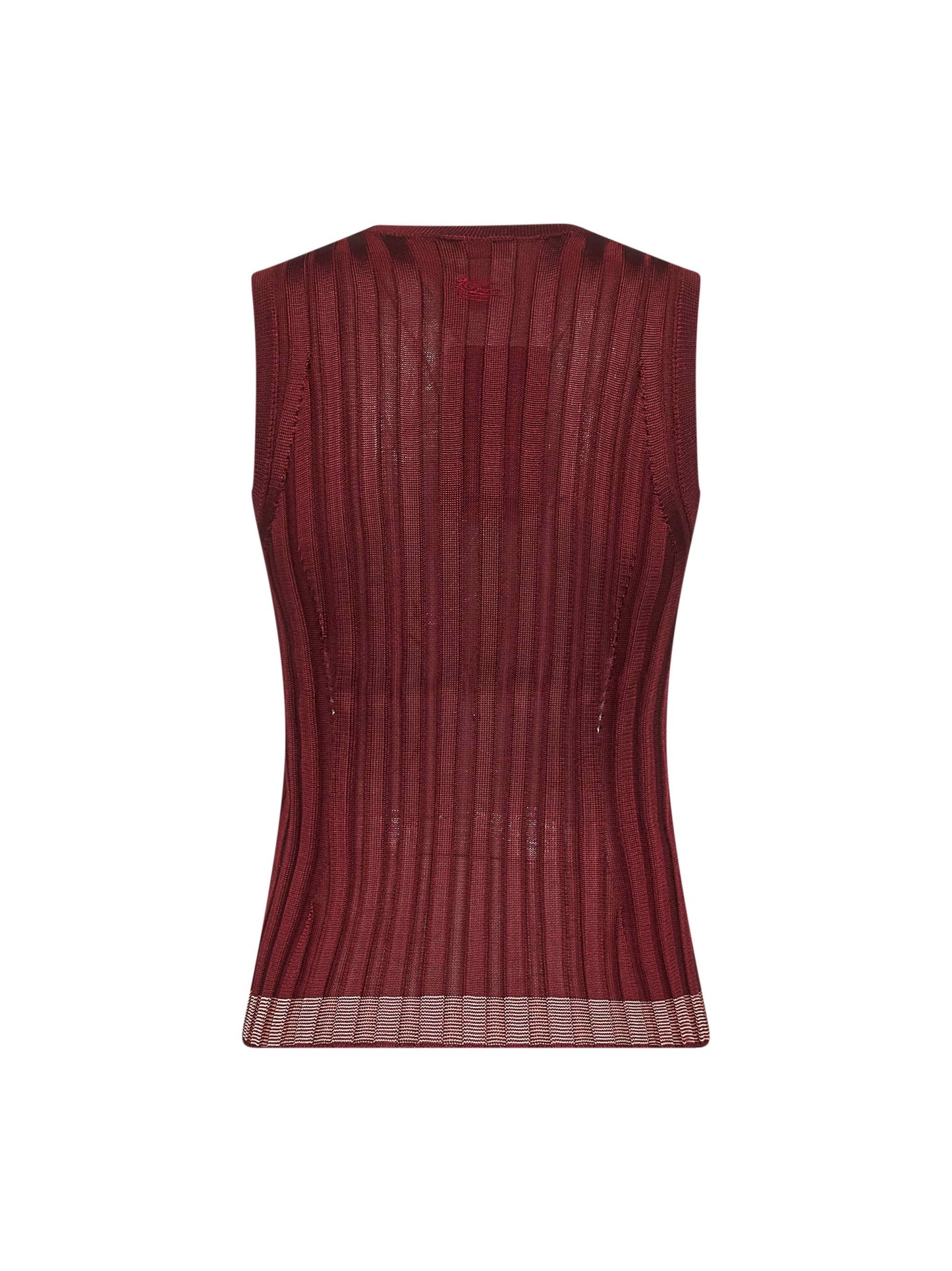 Burgundy flat ribbed knit top