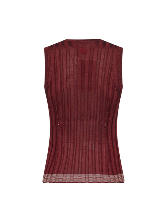 Burgundy flat ribbed knit top