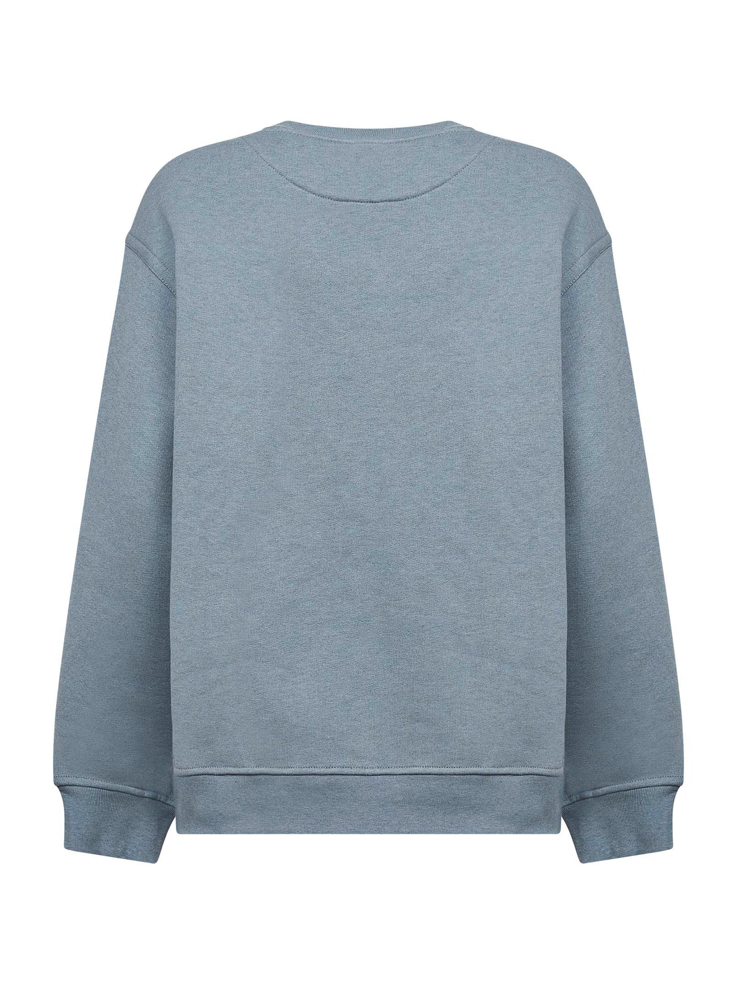 Felpa stampata in cotone ottanio