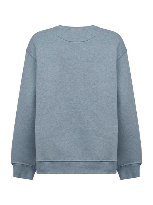 Felpa stampata in cotone ottanio