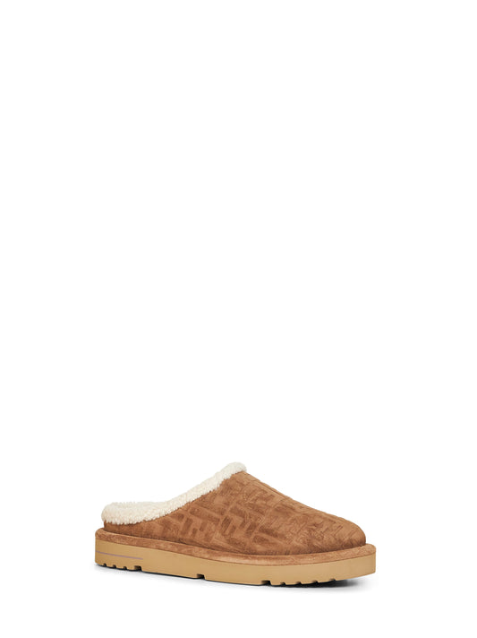 Sabot in suede FF marrone