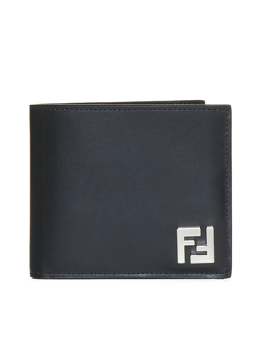 Bi-fold compatto in pelle nera