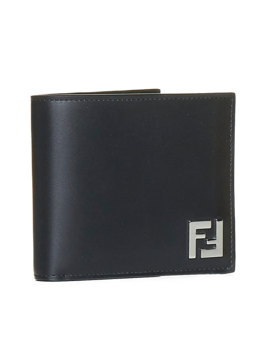 Bi-fold compatto in pelle nera