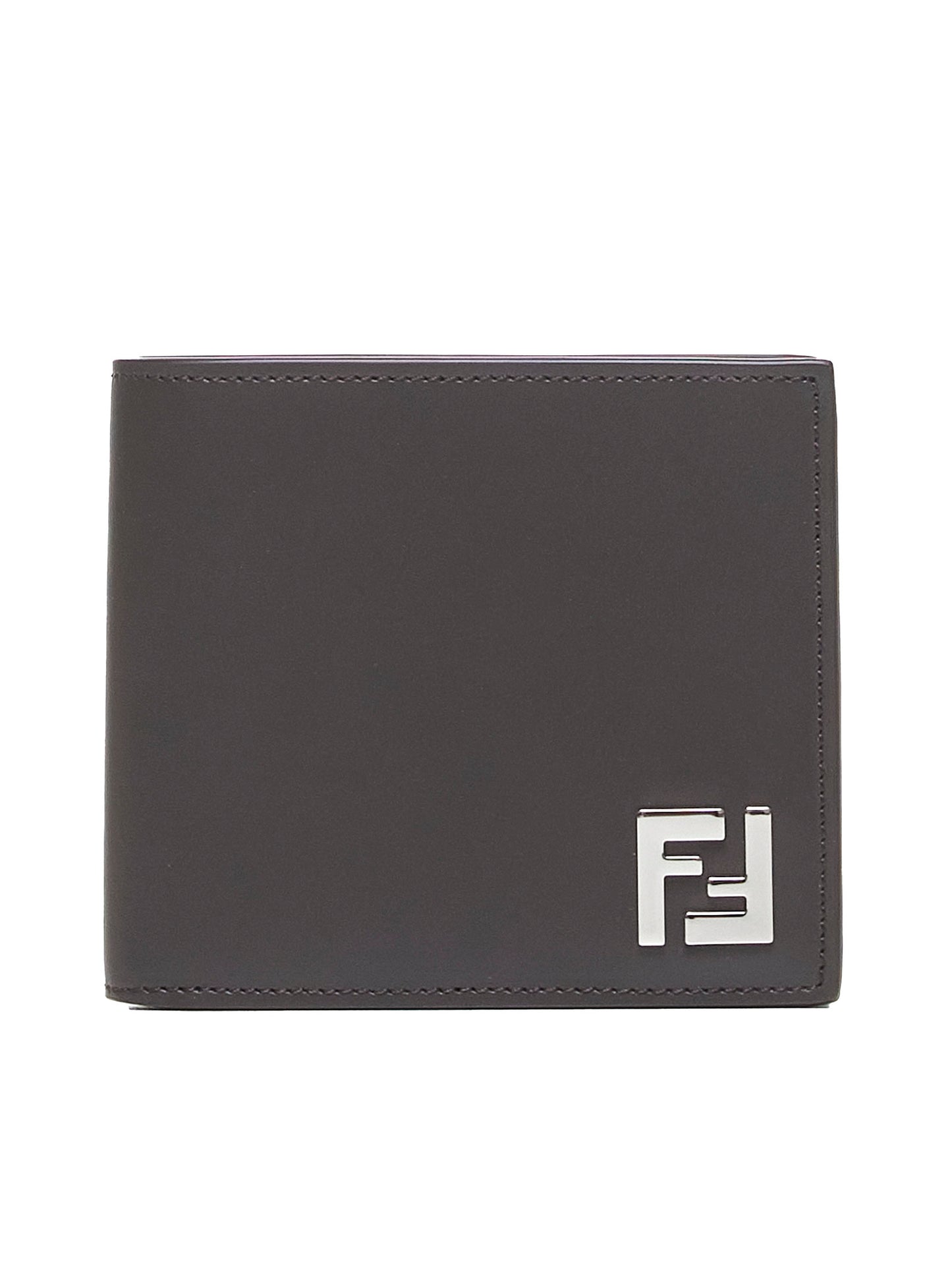Portafoglio in pelle con placca-logo