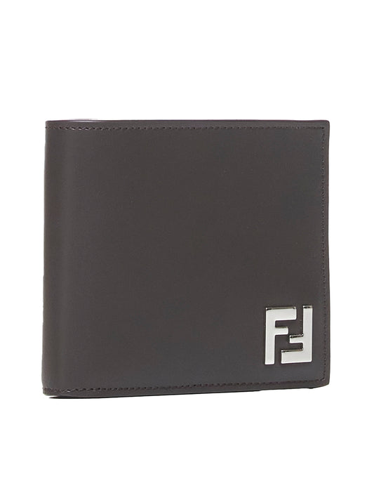 Portafoglio in pelle con placca-logo