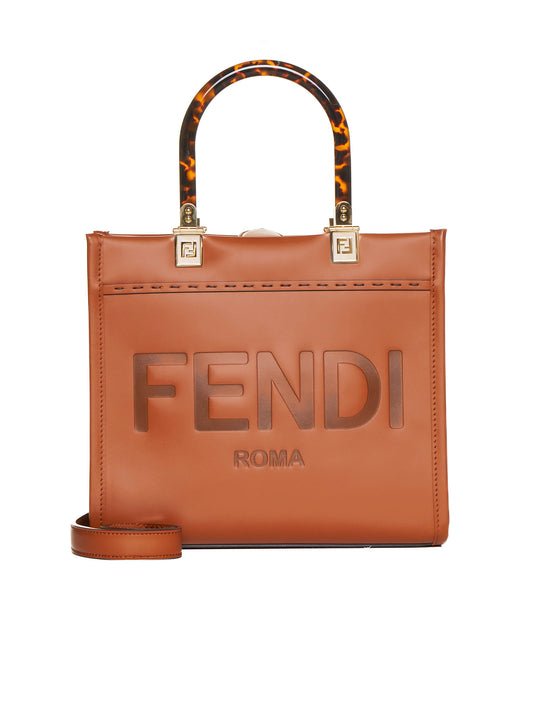 Fendi Sunshine Small Bag in Brown Calfskin Leather