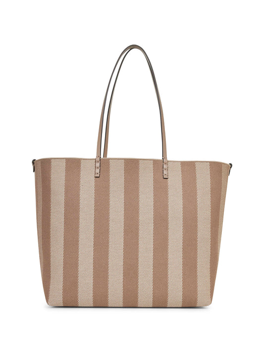 Shopper reversibile in tessuto a righe Pequin FF